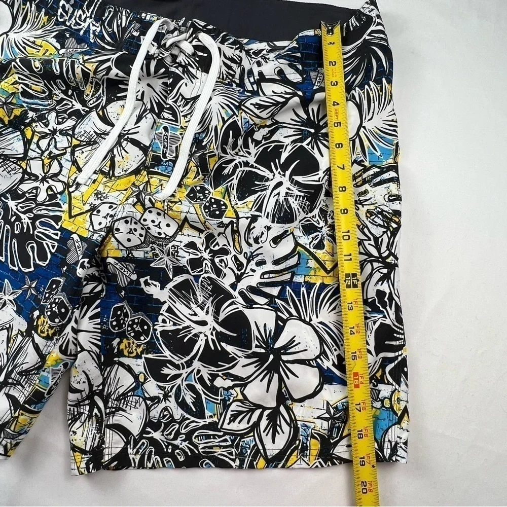 725 Original - Men’s Board Shorts - Large - Hibiscus - Dice - Blue, White